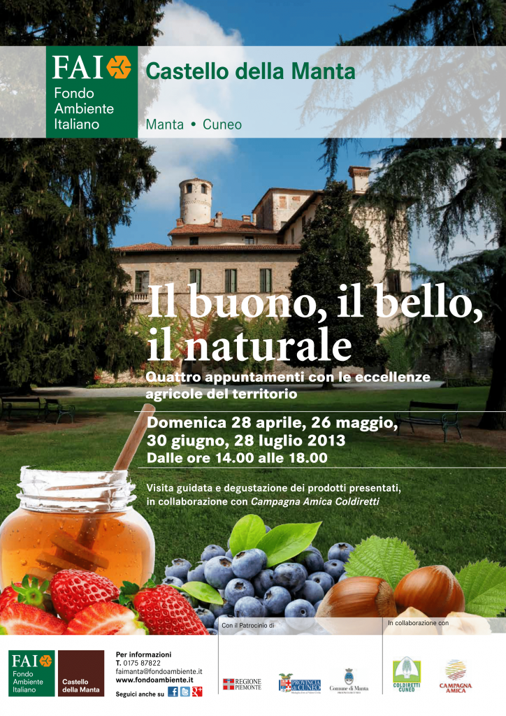 “Io scelgo Bio”. Domenica 26 maggio Castello della Manta