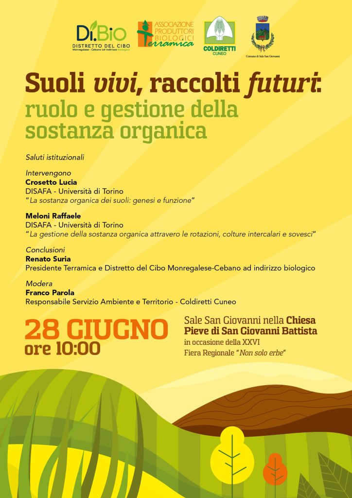 “Suoli vivi, raccolti futuri: ruolo e gestione della sostanza organica” – Convegno 28 giugno ore 10:00